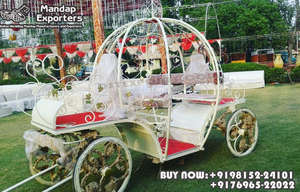 รถม้าสำหรับเจ้าสาวในงานแต่งงานสไตล์เทพนิยาย งานแต่งงานสมัยใหม่ รถม้าสีขาวทอง รถม้าฟักทองแบบใหม่ น้ำหนักเบา - Product Image 5
