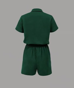 Combinaison courte élégante pour femmes avec col, poches et cordon de serrage à la taille, idéale pour l'automne/le printemps/l'été, en provenance du Bangladesh - Product Image 4