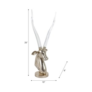 Sculpture moderne de tête de cerf avec bois de cerf en acrylique transparent, décoration artistique faite à la main pour table de salon - Product Image 6