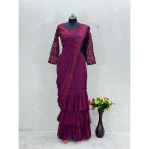 Hermoso Lehenga de Novia Listo para Usar con Volantes para Fiestas - Product Image 3