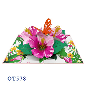 Best Price Top Trending Hibiscus Bloom 3D Pop Card Custom Design <b>Handmade</b> <b>Paper</b> Crafts Hanoi Offset Printing Mother's Day - Product Image 3