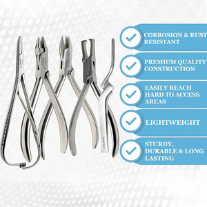 Lot de 5 pinces orthodontiques dentaires en acier inoxydable, manuelles, certifiées CE, pour le retrait de brackets, à 3 griffes, type bec d'oiseau Mathieu - Product Image 3
