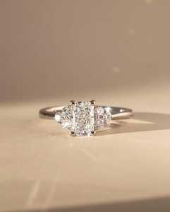 Shining Moissanite Radiant Cut Diamond Floral Cluster <b>Ring</b> For Women's original <b>925</b> <b>Silver</b> For Bridal Surprise Gift For Lovers - Product Image 2