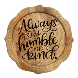 Assiette de présentation décorative en bois massif naturel avec citation inspirante, plateau de service rustique pour la table de cuisine, cadeau, assiette de présentation - Product Image 1