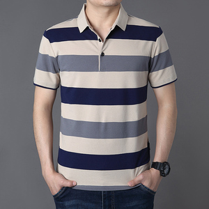 Camiseta Polo Ligera de Verano para Hombre, Talla Grande, Casual, de Manga Corta con Rayas, Diseño de Logotipo Personalizado OEM - Product Image 2