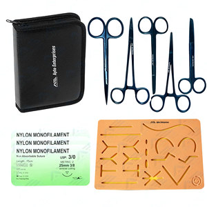 Kit de pratique de suture en acier inoxydable avec coussinet en silicone pour étudiants en médecine, médecine vétérinaire et soins infirmiers – Ensemble complet d'entraînement à la suture - Product Image 1
