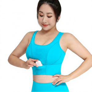 Sujetador Deportivo de Cuello Alto para Mujer, Talla Grande, con Bolsillo Frontal, Gris Oscuro, Transpirable, Elástico en Cuatro Direcciones, con Copas Cosidas, para Entrenamiento y Yoga - Product Image 5