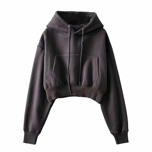 Sweat-shirts à capuche courts pour femmes, en polaire, haut de gamme, confortables, respirants, vêtements de sport pour un style de vie actif et la salle de sport - Product Image 2