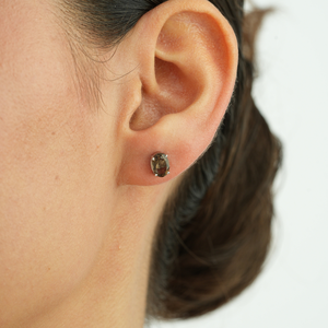 5x7 mm Oval Cut Natural Smoky Topaz Gemstone 925 <b>Sterling</b> <b>Silver</b> <b>Stud</b> Earrings Fine Jewelry For Women's - Product Image 2