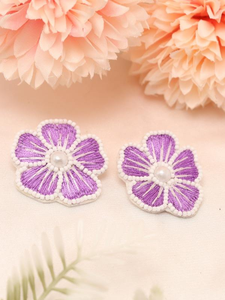 Handcrafted Glass Seed Beads Cute Embroidery Hoop <b>Earrings</b> Secure Lock <b>Back</b> Lightweight Comfortable Customized Game Day - Product Image 2