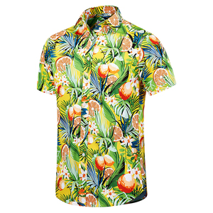 เสื้อเชิ้ตฮาวายสีเหลืองสำหรับผู้ชาย แขนสั้น ลายต้นปาล์มและเรือใบ ระบายอากาศได้ดี เหมาะสำหรับทำงาน วันหยุดพักผ่อน ฤดูร้อน ปกเสื้อแบบพับได้ - Product Image 4