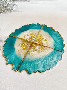 Juego de Posavasos de Resina Abstracta de Lujo, Portavasos Decorativos con Centro Metálico Artístico y Estilo Elegante para Mesa - Product Image 5