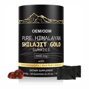 Gomitas de Shilajit Puro del Himalaya OEM para Aumentar la Fuerza, la Resistencia y la Energía, Gomitas de Shilajit con Sabor Premium a Tamarindo para Hombres y Mujeres - Product Image 1