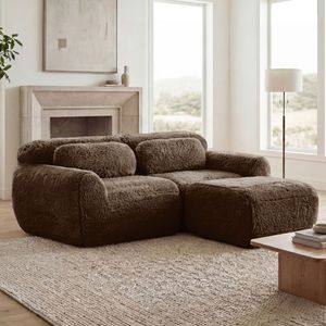 Divano a L Ergonomico Senza Struttura in Tessuto Morbido e Soffice, Spugna ad Alta Densità 32D, Chaise Longue Senza Necessità di Montaggio per Soggiorno - Product Image 3