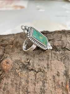 Natural Kingman Turquoise <b>Adjustable</b> <b>Ring</b> Handmade Sterling Silver Western Artisan Boho Statement Jewelry - Product Image 3