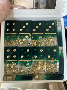 Customizable Resin <b>Dominoes</b> <b>Set</b>, Gold Flakes Personalized Gift - Product Image 4