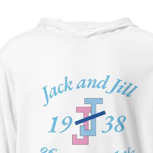 แจ็คแอนด์จิล บลูเลตเตอร์เสื้อแขนยาวมีฮู้ดพิมพ์ลายกราฟิกแบบกำหนดเอง เสื้อลำลองเนื้อนุ่ม สวมใส่สบาย น้ำหนักเบา เหมาะสำหรับใส่ทุกวัน - Product Image 6