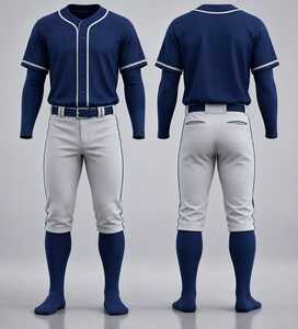 Men's <b>Baseball</b> Uniform Set Navy Blue Jersey White Pants Breathable Polyester Short Sleeve Regular Fit Team Apparel All Seasons - Product Image 1