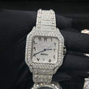 Factory High End Luxury Moissanite Diamond Square <b>Watch</b> Custom Stainless Steel Premium Hip Hop <b>Mechanical</b> Auto Movement 10 Bar - Product Image 5