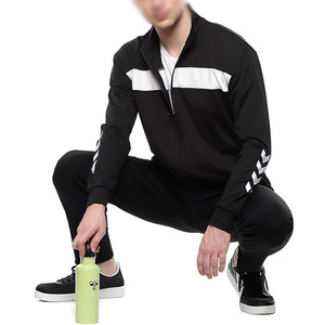 Black Track Suit Set <b>Zip</b> <b>Up</b> <b>Jacket</b> Elastic Waist Pants Side Pocket Sports Outfit for Running Yoga - Product Image 2