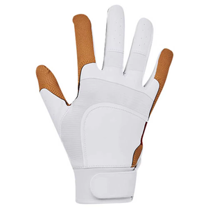 Guantes de Bateo Deportivos Tombola Blancos y Marrones de Cuero Cabretta, Cierre de Gancho y Bucle Ambidiestro, Transpirables, Antideslizantes, Unisex para Adultos - Product Image 2