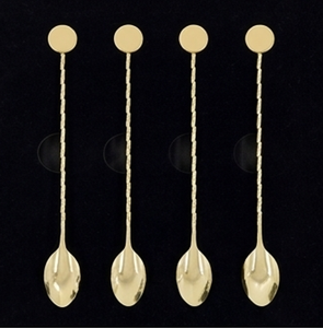 Cuchara Mezcladora de Cócteles de Acero Inoxidable Pulido Dorado Premium, Diseño Minimalista, Herramienta Duradera para Mezclar Cócteles - Product Image 1