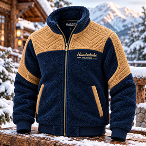 Hot Selling High Quality Customized Logo Printing Stand Collar Fur New Design <b>Sherpa</b> <b>Fleece</b> Jackets for Men's - Product Image 5