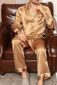 <b>Men's</b> <b>Night</b> Silk <b>Shirts</b> Turn Down Collar Satin Sleepwear <b>Shirt</b> <b>Men</b> Button Down Long Sleeve Lounge Sleep Satin Silk <b>Shirt</b> Boys - Product Image 2