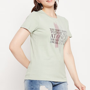 T-shirt imprimé pour femme, motif DTF, col rond, coupe classique, 100 % coton, été, coupe ample et confortable à manches courtes - Product Image 5