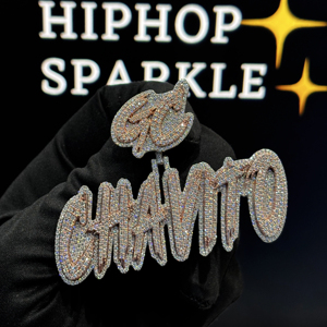 <b>Custom</b> <b>Name</b> Pendant GC Bail Two Tone Rose White Gold VVS Moissanite Iced Out Hip Hop Unisex Everyday Wear <b>Necklace</b> Charm - Product Image 1