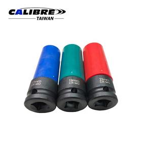 Jeu de douilles à chocs profondes à paroi mince en acier au chrome-molybdène, 3 pièces, 1/2 pouce, 17-19 mm, métriques, avec manchon en plastique, OEM DIY, TAIWAN CALIBRE - Product Image 4