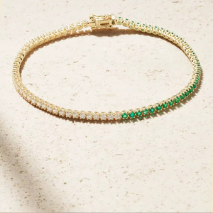 Pulsera de Oro Rosa Chapada en Oro de Alta Calidad con Esmeraldas y Diamantes, Estilo Elegante de Diseñador, Regalo de Lujo al por Mayor - Product Image 1