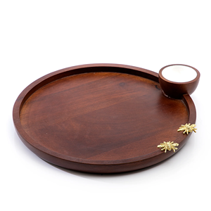 Plateau de service en bois de fabricant fiable pour la mise en scène des tables d'occasions spéciales, rehaussant l'attrait visuel avec des décorations. - Product Image 2
