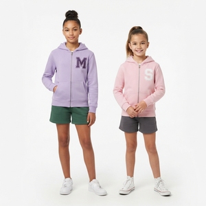 Sudadera con capucha de forro polar de color contrastante para niños y niñas, chaqueta con capucha suave y cálida con cremallera completa, ropa informal de invierno - Product Image 4