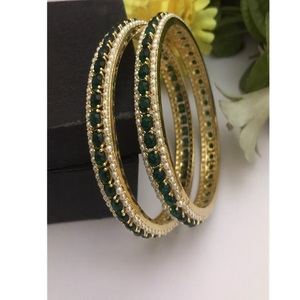 Trendy Gold Plated <b>Bangle</b> Bracelets <b>Set</b> With Turquoise And Pearl Look Classic Style For Women Party Jewelry - Product Image 3