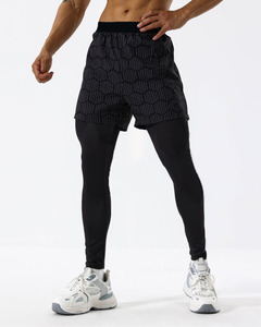 <b>Men</b> 2 in 1 Breathable Casual Gym <b>Shorts</b> with Leggings Elastic Waist Quick Dry Training Running Fitness <b>Shorts</b> Activewear - Product Image 1