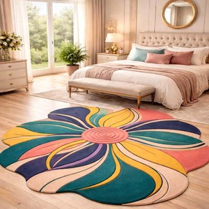 Modern Floral Shape Rug Soft Hand Tufted Rug <b>Carpet</b> Anti Slip Area Rug for Living Room Bedroom Kids Room Home Decorative <b>Carpet</b> - Product Image 3