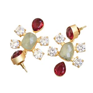 Pendientes de Latón al por Mayor con Piedras Semipreciosas Naturales, Acabado en Oro de 18K, Estilo Moderno, Listos para Venta B2B - Product Image 4