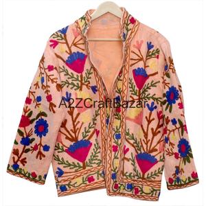 Blouson Bomber Vintage à Motif Floral Printemps/Été/Hiver 100% Coton Broderie Machine Design Dessiné à la Main Écologique Col en V - Product Image 6