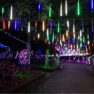 Luci di pioggia di meteoriti a LED all'aperto in toni blu e bianchi per feste di natale Halloween matrimoni decorazioni albero giardino solare - Product Image 2