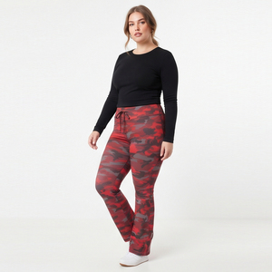 Drawstring Waist Camo Printed <b>Flare</b> Pants Women's Plus Size Yoga Compression Pants <b>Flare</b> Leg Gym <b>Leggings</b> Camo Polyester Tights - Product Image 3