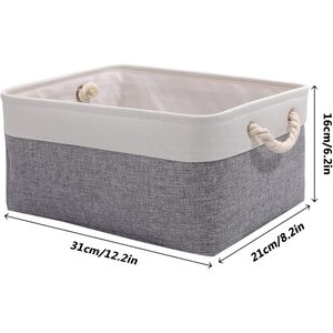 MA73 Grey Fabric Storage <b>Boxes</b> with Handles Small Canvas Basket Drawers for Cupboards Shelves Toys <b>Clothes</b> Office Organization - Product Image 4