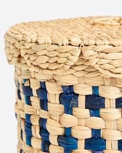 Cesta de lavandería tejida natural y azul, cesta de almacenamiento hecha a mano, venta al por mayor, ecológica, hecha en Vietnam - Product Image 4