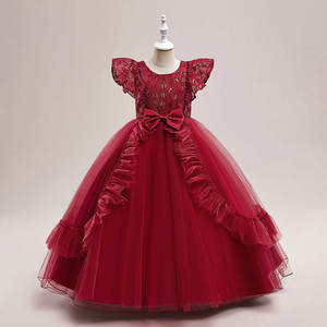 Vestido de niña de las flores al por mayor con encaje de princesa y tul, mangas con volantes y lazo de satén, elegante para fiesta, cumpleaños o boda - Product Image 5