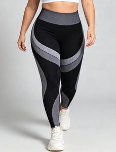 Leggings Deportivos de Cintura Alta, Largos, Sólidos, Sin Costuras, de Spandex, con Control de Abdomen, Estilo Deportivo, para Mujer - Product Image 1