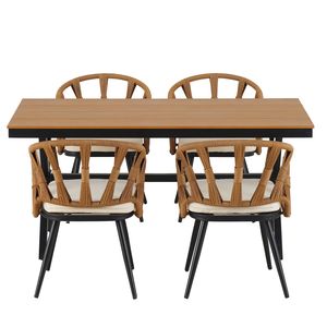 Set da Giardino Contemporaneo U_Style con Sedie in Rattan PE e Tavolo in Legno Plastico per Giardini e Prati - Product Image 4
