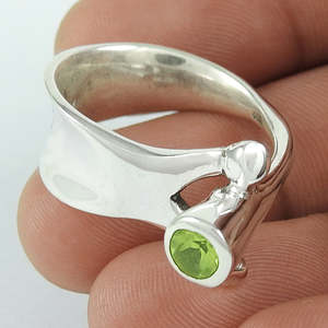 Unique <b>925</b> Sterling <b>Silver</b> Classic Bezel Setting <b>Ring</b> Comes <b>With</b> Round Cut Natural Peridot Solitaire <b>Ring</b> For Party-Anniversary - Product Image 3