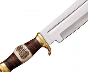 Satin Stainless Steel Ornate Utility Craft <b>Tool</b> Stacked <b>Leather</b> Handle Executive Display Piece - Product Image 2