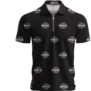 Men's Summer Casual Short-Sleeve Polo Shirts Customizable with Logo/Photo/Icon/Text Solid Color All-Over Print Zip Polo Shirts - Product Image 1