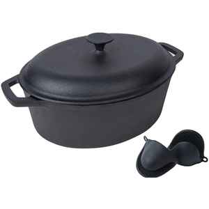 Cocotte en fonte pré-assaisonnée avec couvercle, robuste, pour la cuisson, la cuisine, le camping et la vaisselle de cuisine - Product Image 1